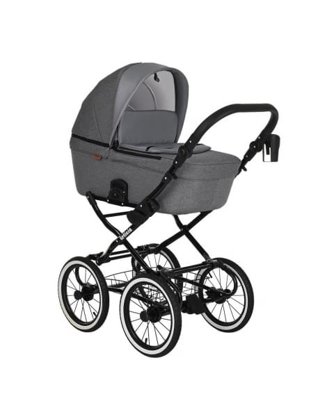Коляска-люлька Pituso Leticia Classic / колеса d14, Grey + Кожа Grey Metalic (Серый)