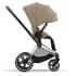 Коляска 2 в 1 Cybex Priam IV Platinum Collection шасси Chrome Brown, Cozy Beige (бежевый)