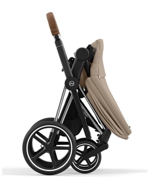Коляска 2 в 1 Cybex Priam IV Platinum Collection шасси Chrome Brown, Cozy Beige (бежевый)
