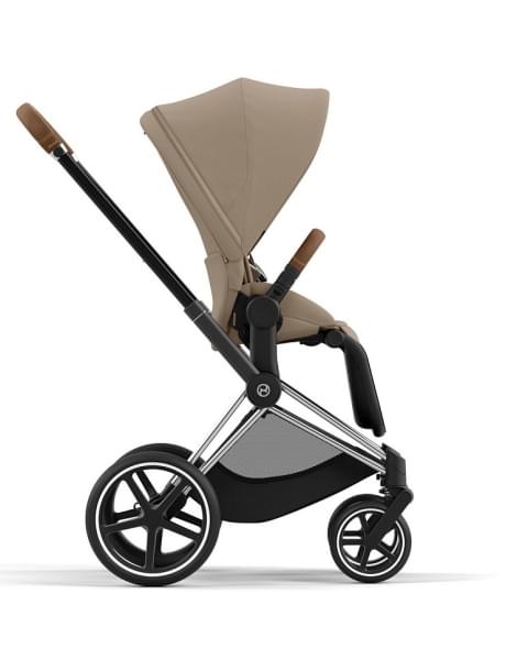 Коляска 2 в 1 Cybex Priam IV Platinum Collection шасси Chrome Brown, Cozy Beige (бежевый)