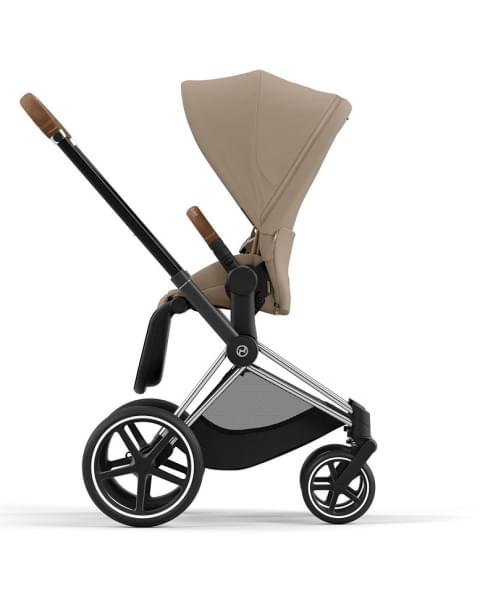 Коляска 2 в 1 Cybex Priam IV Platinum Collection шасси Chrome Brown, Cozy Beige (бежевый)