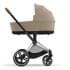 Коляска 2 в 1 Cybex Priam IV Platinum Collection шасси Chrome Brown, Cozy Beige (бежевый)
