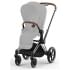 Коляска 2 в 1 Cybex Priam IV Platinum Collection шасси Chrome Brown, Cozy Beige (бежевый)