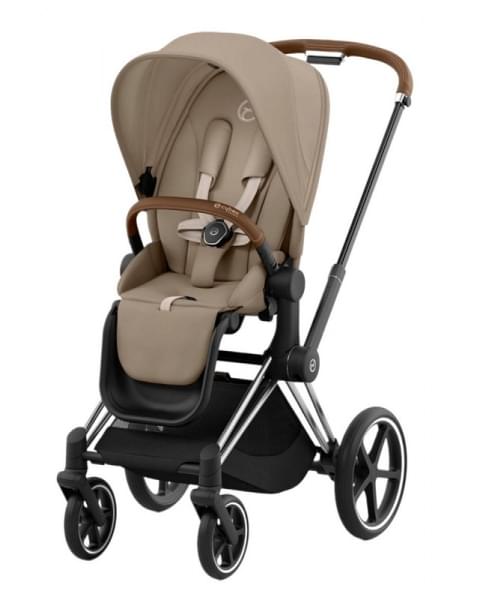 Коляска 2 в 1 Cybex Priam IV Platinum Collection шасси Chrome Brown, Cozy Beige (бежевый)