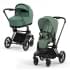 Коляска 2 в 1 Cybex Priam IV Platinum Collection шасси Matt Black, Leaf Green (Зеленый)