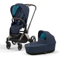 Коляска 2 в 1 Cybex Priam IV шасси Rose Gold, Nautical Blue (Темно-синий)