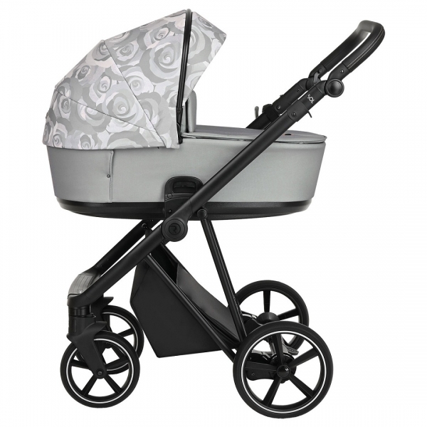 Коляска 2 в 1 Roan Sol Flowers, Gray / шасси Black (RSF/5002)