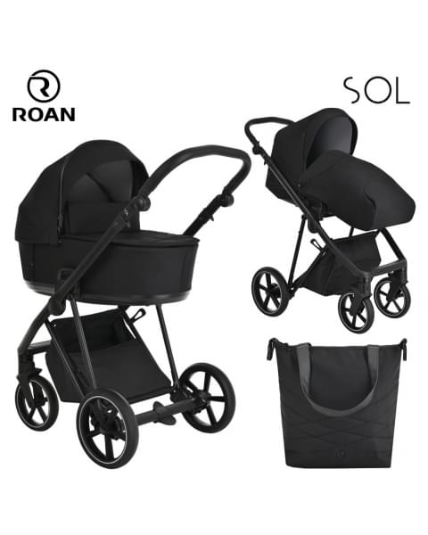 Коляска 2 в 1 Roan Sol, True Black (Черный)