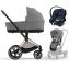 Коляска 3 в 1 Cybex Priam IV Rosegold и автокресло Aton S2 i-Size с базой Base One Mirage Grey/Ocean Blue