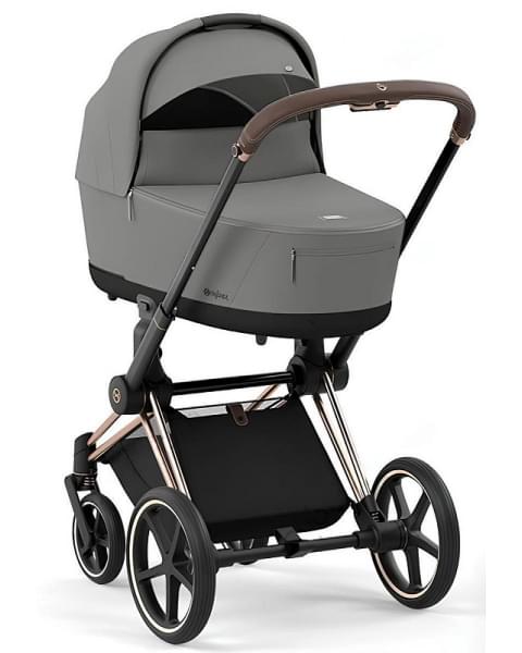 Коляска 3 в 1 Cybex Priam IV Rosegold и автокресло Aton S2 i-Size с базой Base One Mirage Grey/Ocean Blue