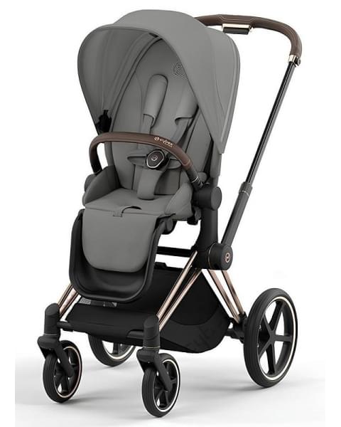 Коляска 3 в 1 Cybex Priam IV Rosegold и автокресло Aton S2 i-Size с базой Base One Mirage Grey/Ocean Blue