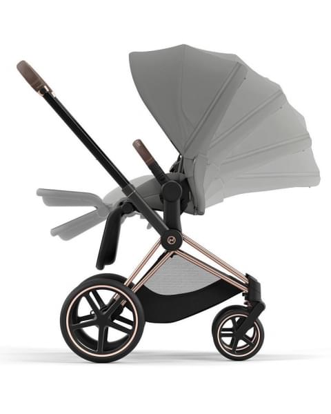 Коляска 3 в 1 Cybex Priam IV Rosegold и автокресло Aton S2 i-Size с базой Base One Mirage Grey/Ocean Blue