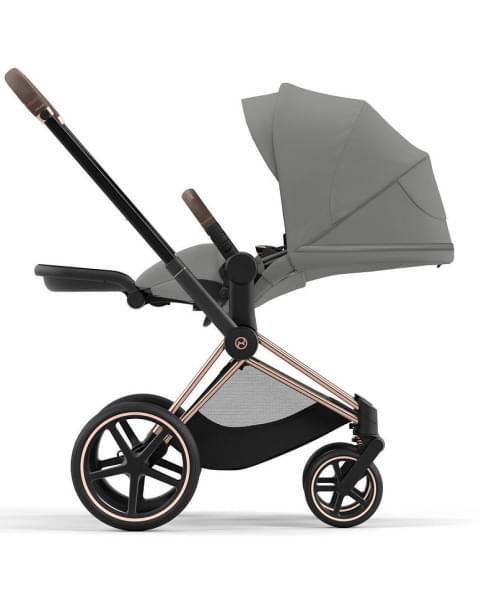 Коляска 3 в 1 Cybex Priam IV Rosegold и автокресло Aton S2 i-Size с базой Base One Mirage Grey/Ocean Blue