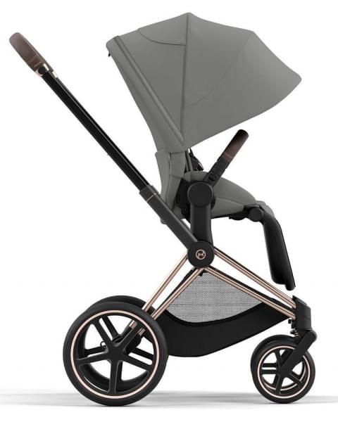 Коляска 3 в 1 Cybex Priam IV Rosegold и автокресло Aton S2 i-Size с базой Base One Mirage Grey/Ocean Blue