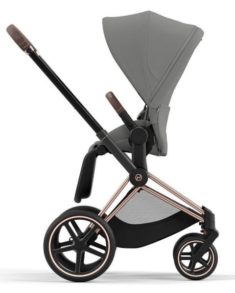 Коляска 3 в 1 Cybex Priam IV Rosegold и автокресло Aton S2 i-Size с базой Base One Mirage Grey/Ocean Blue