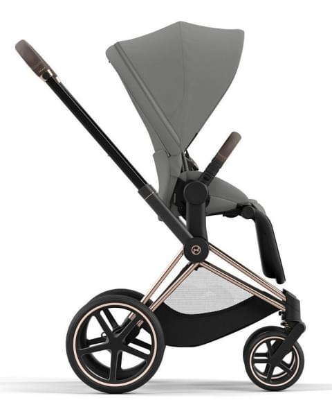Коляска 3 в 1 Cybex Priam IV Rosegold и автокресло Aton S2 i-Size с базой Base One Mirage Grey/Ocean Blue