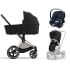 Коляска 3 в 1 Cybex Priam IV Rosegold и автокресло Aton S2 i-Size с базой Base One Sepia Black/Ocean Blue