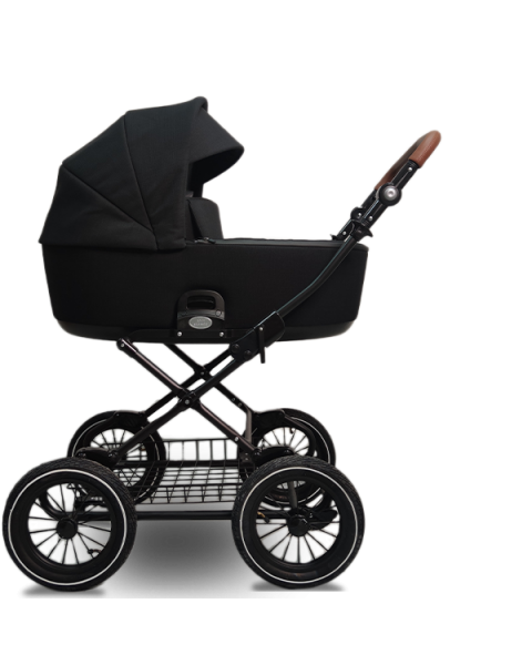 Коляска 3 в 1 Roan Bass Next Classic / колеса d12, Black (Черный)