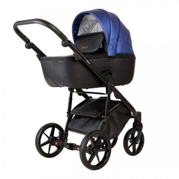 Детская коляска Adamex Nola Deluxe 3 в 1 N-SD13 (СИН. ПЕРЛ. КОЖА + ЧЕРН. КОЖА)