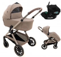 Коляска Agex Prima Pro 3 в 1 с автокреслом i-Safe Black Beige (Бежевый)