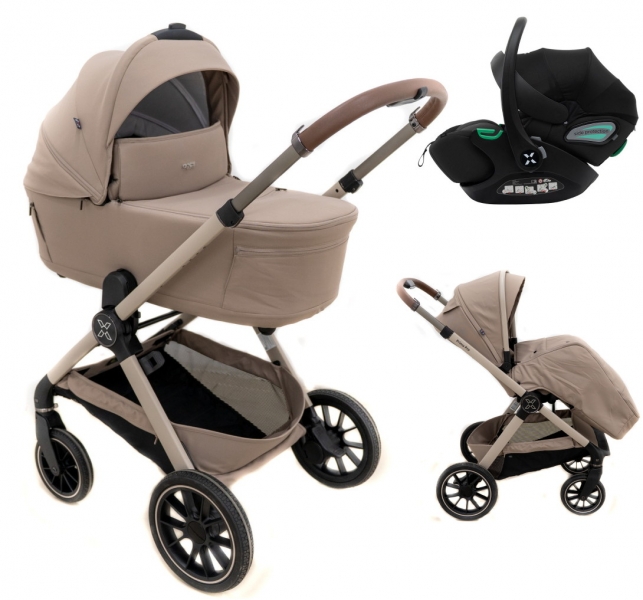 Коляска Agex Prima Pro 3 в 1 с автокреслом i-Safe Black Beige (Бежевый)