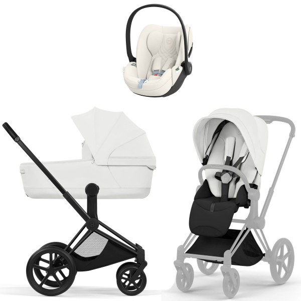 Коляска 3 в 1 Cybex Priam V Matt Black Style Off White + Cloud T Off White Plus