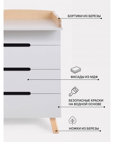 Комод пеленальный Rant Indy Pro 80/4 с органайзером Crystal beige