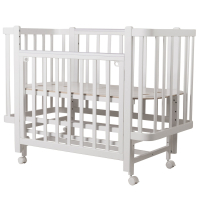 Кровать детская INDIGO Bella (ложе 120х60, закругленные углы, продольный маятник + колеса) массив б (белый-белый)