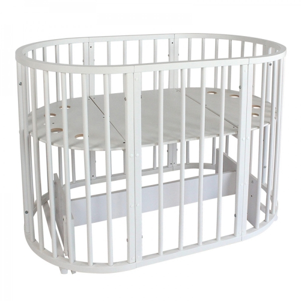 Кровать детская INDIGO Simple 7в1 с поперечным маятником (белый)