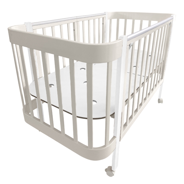 Кровать детская Indigo Italiano Baby продольный маятник на колесах кашемир-белый