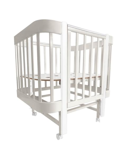 Кровать детская Indigo Italiano Baby продольный маятник на колесах кашемир-белый