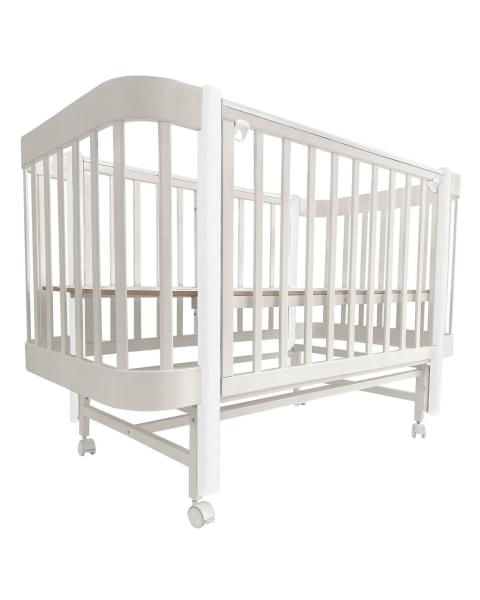 Кровать детская Indigo Italiano Baby продольный маятник на колесах кашемир-белый