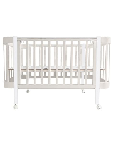 Кровать детская Indigo Italiano Baby продольный маятник на колесах кашемир-белый