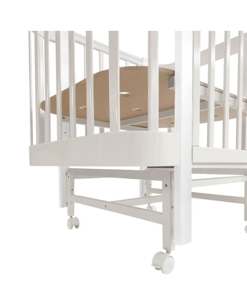 Кровать детская Indigo Italiano Baby продольный маятник на колесах кашемир-белый