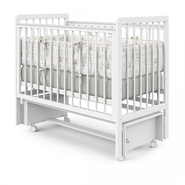 Кровать детская Pituso TINY (оптима) маятник/колесо Белая аляска