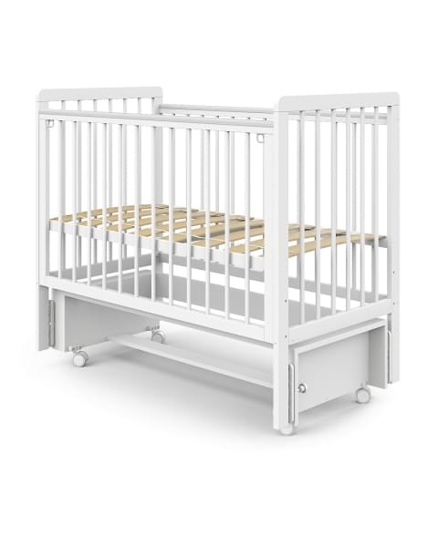 Кровать детская Pituso TINY (оптима) маятник/колесо Белая аляска