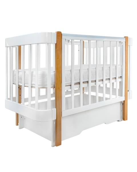 Кровать детская Pituso Olivia (маятник/ящик/автостенка) 120*60 см Белый-Бук