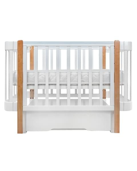 Кровать детская Pituso Olivia (маятник/ящик/автостенка) 120*60 см Белый-Бук