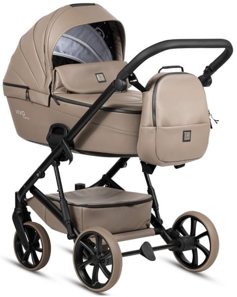 Детская коляска Tutis Viva 6 Plus Leather 3 в 1 с автокреслом Elo Lux EduSky Black 1612149 Cappuccino