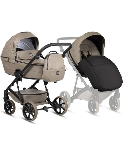 Детская коляска Tutis Viva 6 Plus Leather 3 в 1 с автокреслом Elo Lux EduSky Black 1612149 Cappuccino