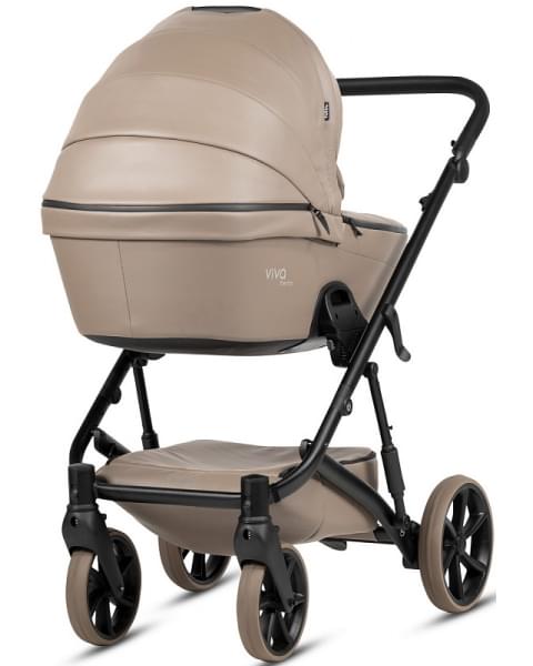 Детская коляска Tutis Viva 6 Plus Leather 3 в 1 с автокреслом Elo Lux EduSky Black 1612149 Cappuccino