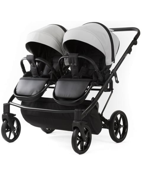 Детская коляска для двойни Adamex Leo Duo Deluxe 3 в 1 DUO-SA3 (СВ.СЕРАЯ КОЖА)