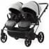 Детская коляска для двойни Adamex Leo Duo Deluxe 3 в 1 DUO-SA3 (СВ.СЕРАЯ КОЖА)
