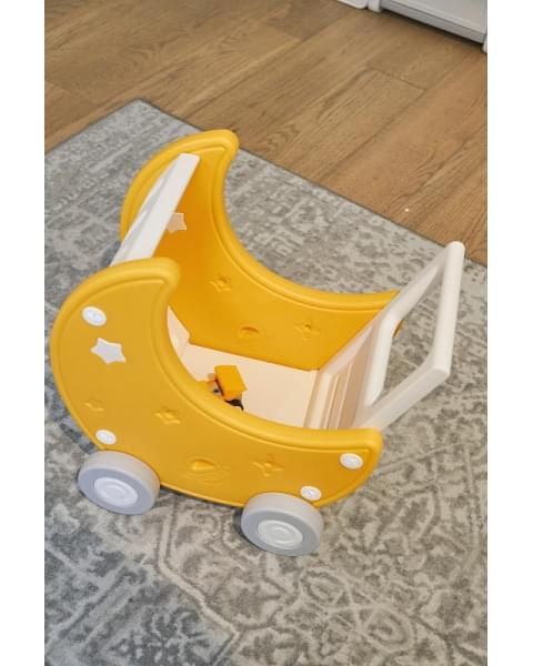 Стеллаж для игрушек UNIX Kids Moon 8 (3 полки + 5 ящиков) желтый/белый