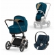 Коляска 3 в 1 Cybex Priam IV шасси Rose Gold, Mountain Blue (Синий)