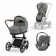 Коляска 3 в 1 Cybex Priam IV шасси Chrome Brown, Soho Grey (Серый)