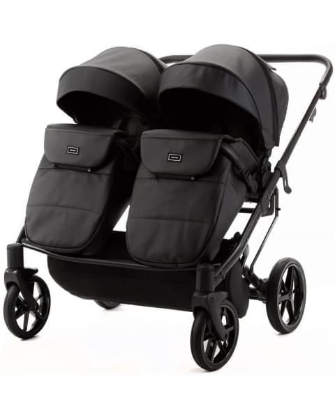 Детская коляска для двойни Adamex Leo Duo Deluxe 3 в 1 DUO-SA2 (ЧЕРНАЯ КОЖА)