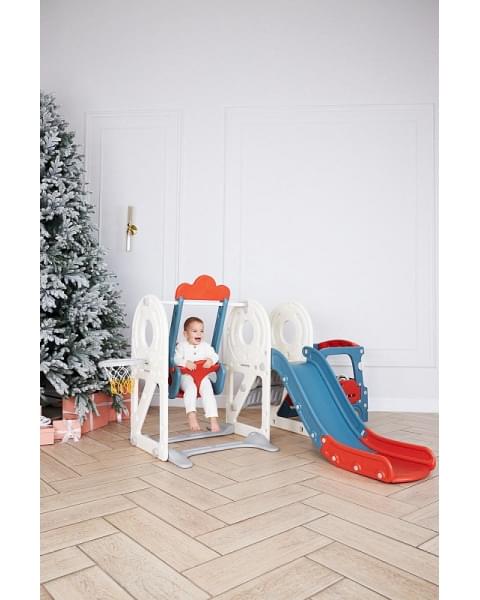 Игровой комплекс с горкой и качелями UNIX Kids Bus 171 см Red