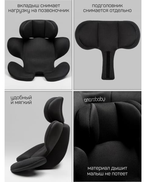 Детское удерживающее устройство Amarobaby Defender, i-Size, 40-150 см, черный