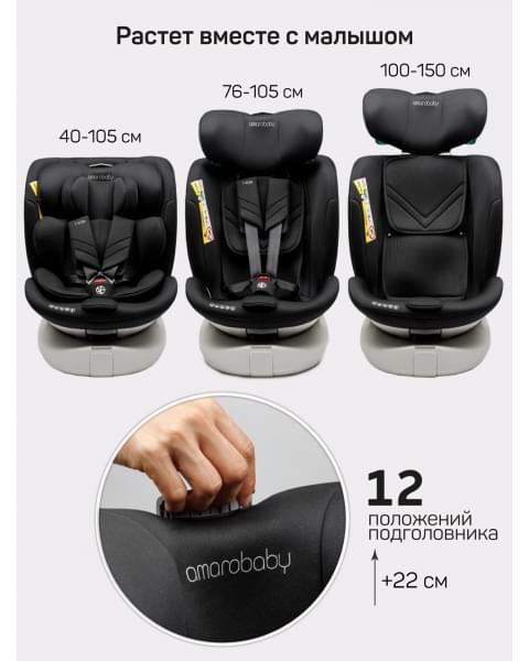 Детское удерживающее устройство Amarobaby Defender, i-Size, 40-150 см, черный